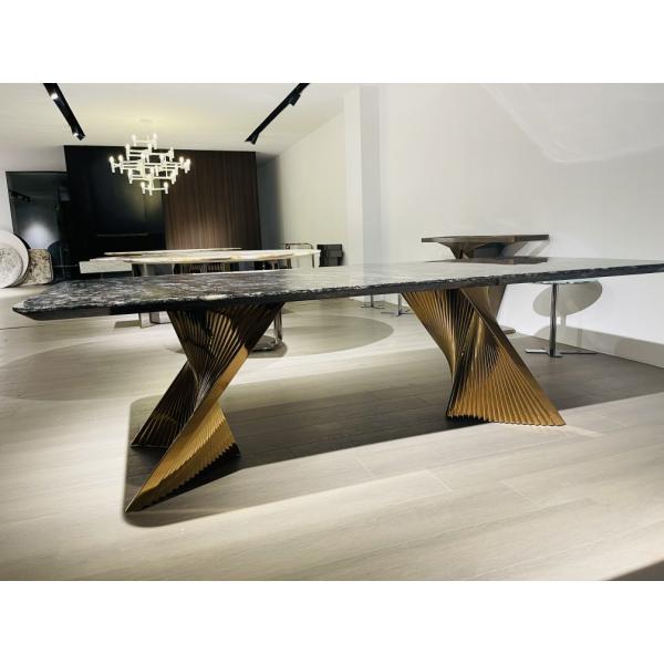 Premium Hotel Restaurant Furniture Modern Art Natural Marble Metal Base Dining Table
