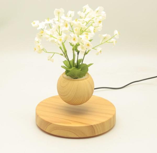round wonden base magnetic levitation floating bottom air bonsai plant tree pot flowerpot