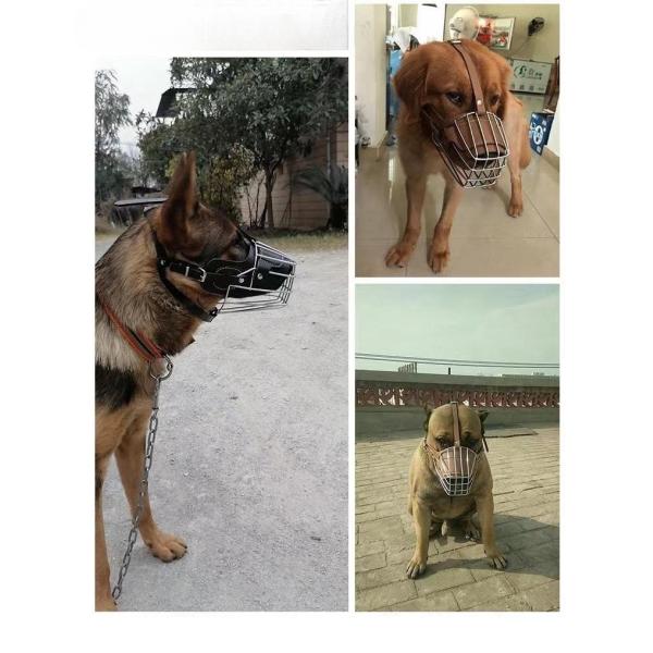 Metal and Leather Durable Basket Dog Muzzle for Large Dogs Anti-Biting