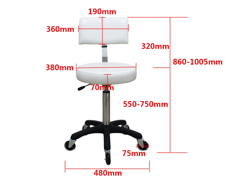 Белый PU стул с спинкой Style Bar Stool Аксессуары с 75 мм толщиной подушки сиденья