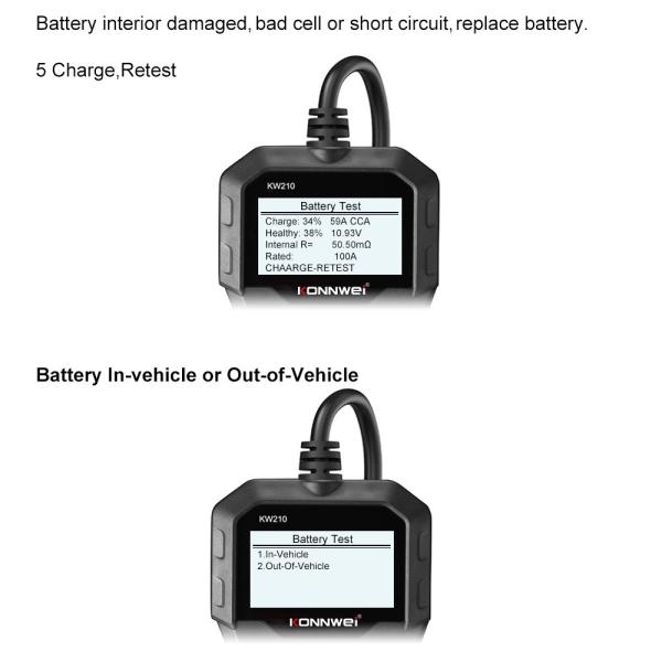 KONNWEI KW210 Auto 12V Universal Car Lead Acid Battery Tester Support free upgrade Print on PC