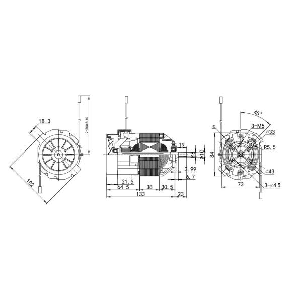 220w 230v AC Universal Motor 93mm Treadmill Motor with Non-inductive Synchronous Motor
