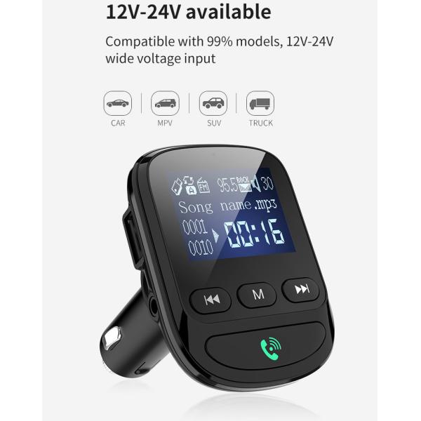 переходник Bluetooth заряжателя автомобиля набора BLE5.0 автомобиля Bluetooth передатчика 1.44inch LCD FM
