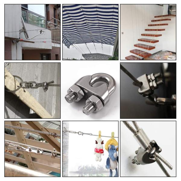 Stainless Steel Wire Rope Clip Clamp in Metric Measurement for 4.6mm 7.9mm 10mm and 12mm Applications