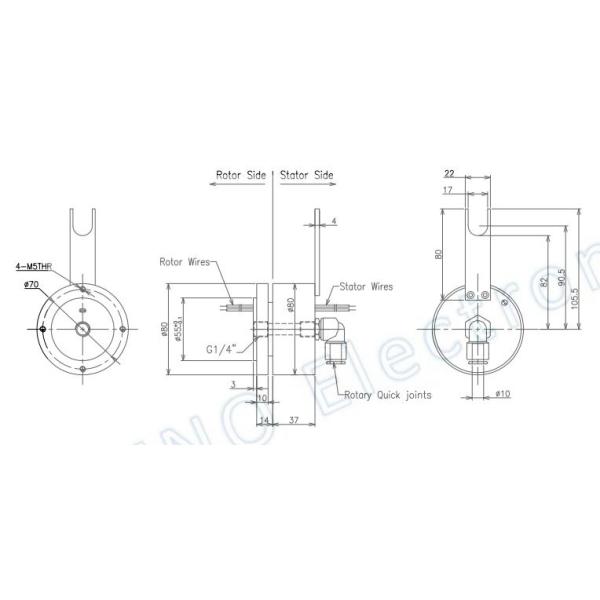 пневматическое роторное соединение 90Bar с 2 выскальзывания индустрии канала газа цепей электрическими кольцами 1