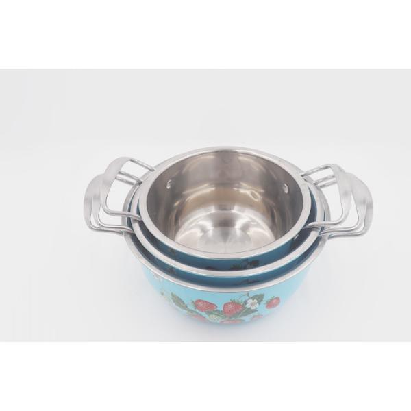 6pcs Nonstick Soup Pot Flower Coating Deep Casserole Pan