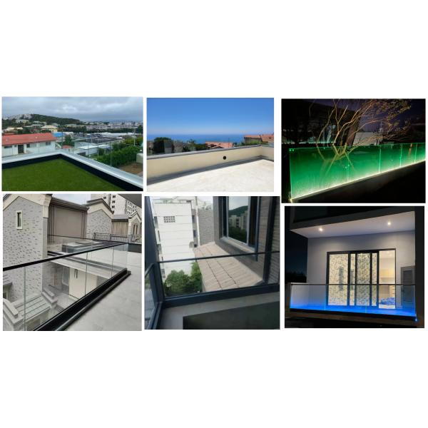 10mm 12mm 6+6mm Tempered Glass U Channel Glass Railing Frameless Glass Balustrade