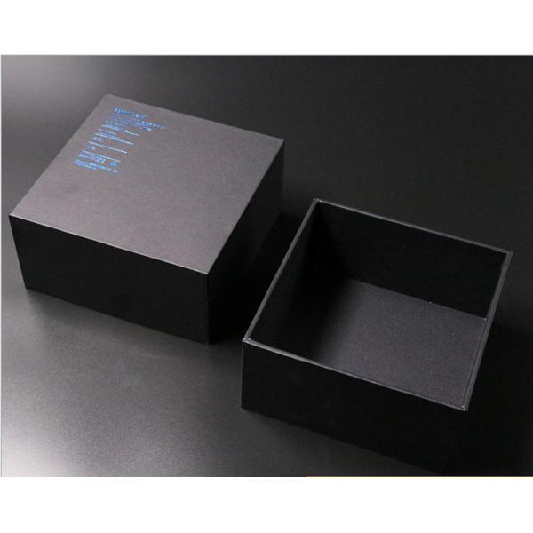 Customized black matte hot foil logo packaging boxes base and lid box wholesale