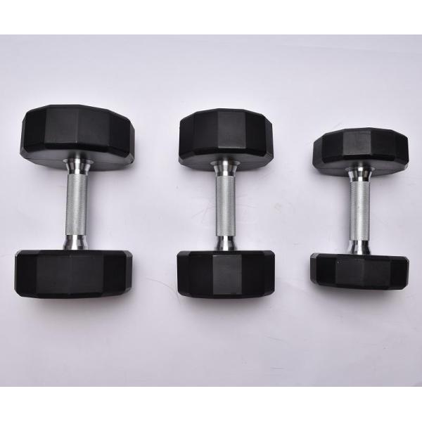 Gym Fitness 12 Sides Black Dumbbells Set Cast Iron Rubber Coated