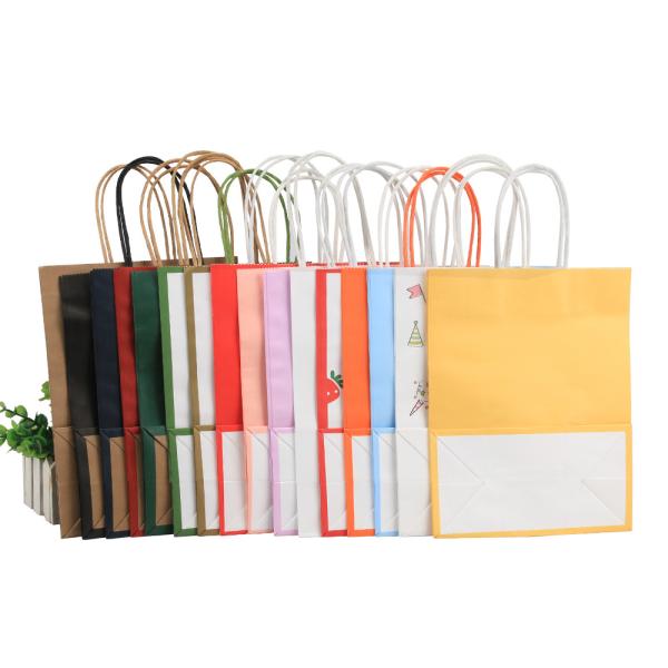 Impressão de gravura Logotipo personalizado Artesanato de compras Bolsa de papel Kraft para suas necessidades