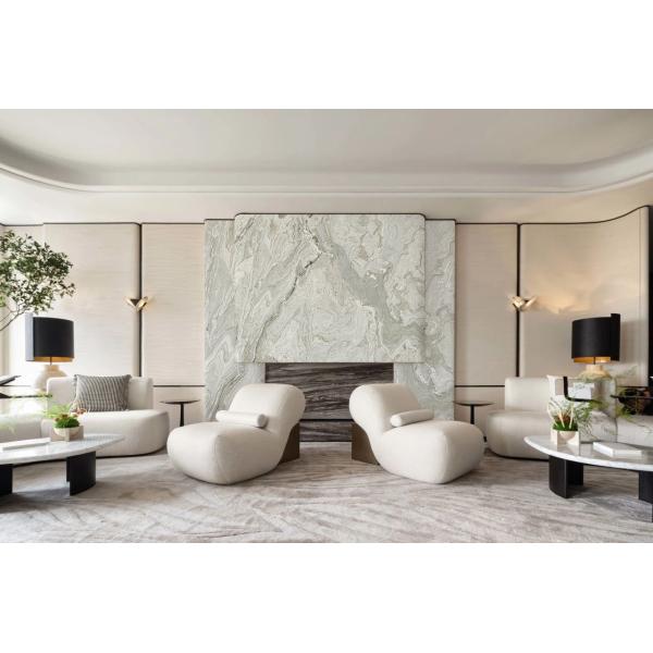 Brazilian Abrasion Resistant Polished Marble Sheet For Kitchen White Rock Marble Slab
