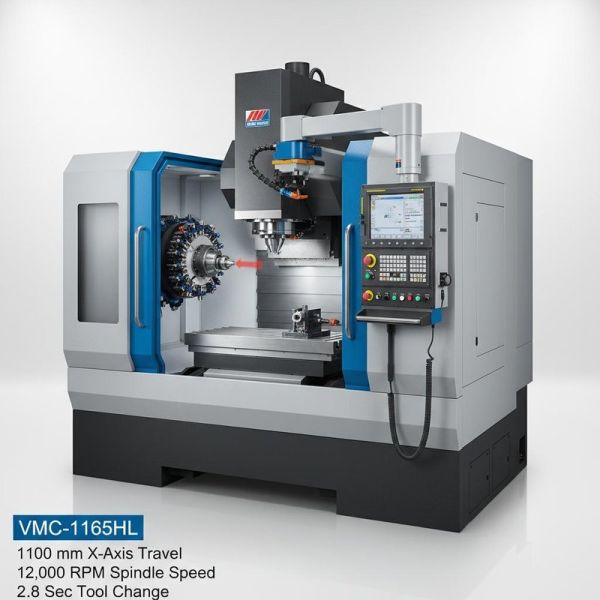VMC-1165HL Vertical Machining Center with 1100 Mm Travel X-Axis 12,000 RPM Spindle Speed and 2.8 Seconds Tool Change Time