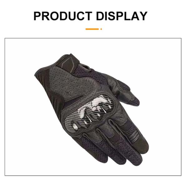 Black Genuine Leather Custom Non-Slip Motorcycle Racing Gloves with Breathable Design