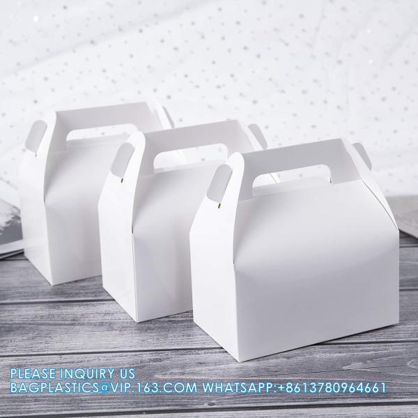 White Treat Boxes, Party Favor Boxes Gable Boxes Gift Boxes For Kids' Birthday Party, Wedding, Baby Shower, With Tag