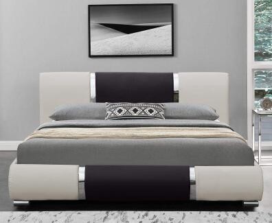 Bedstead кривой PU минималистских изготовителей кровати дизайна моды кожаных черно-белый