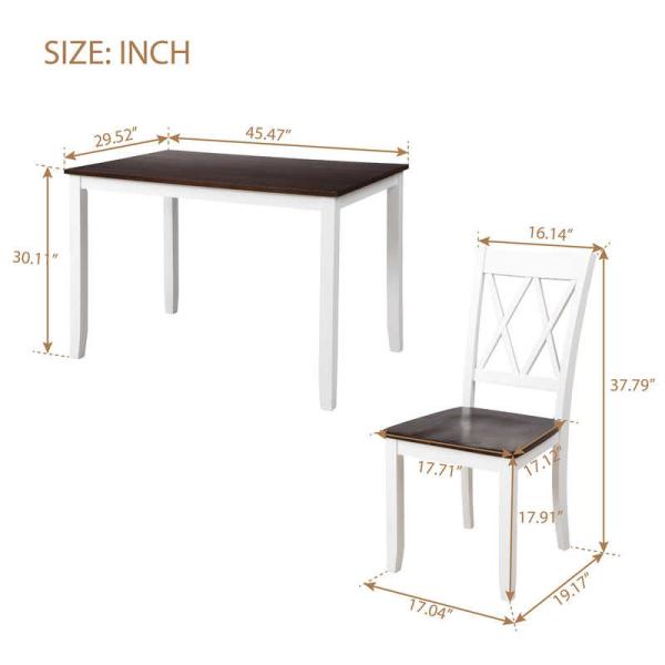 Mesa de cozinha de 5 parte e cadeiras tabelas branca do grupo W29.52”