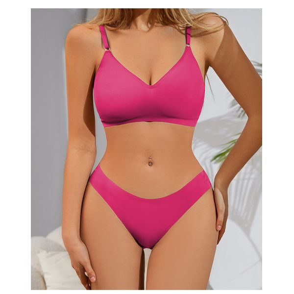 New Arrival Women Sexy Underwear Bra Set Women's V-neck Thong Underwear Seamless Wire-free Comfortable Sports Bra Set