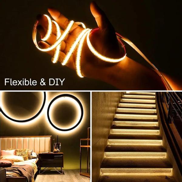 300leds Damproof Customizable 90Ra No-voltage COB LED Strip  With 4cm Cutting Length For Home Lighting