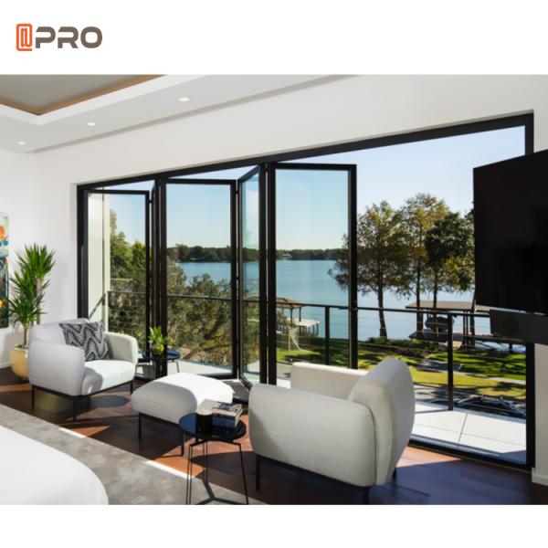 APRO Customized Waterproof Exterior Aluminum Accordion Doors Glass Bifold Doors Patio Bi Folding Door