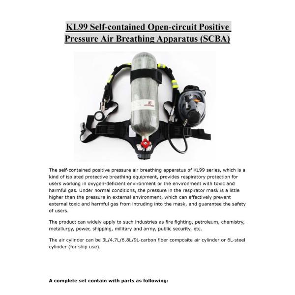 6.8L Scba портативный аппарат дыхания оборудование с цилиндром из углеродного волокна