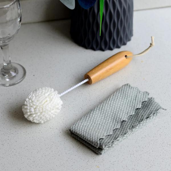 Вращающаяся на 360 градусов щетка для чистки бутылок с мягкой чашкой, заботливое дерево/ЭВА