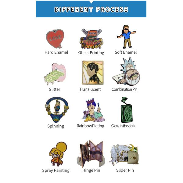 Lovely Fill In Color Metal Lapel Pins Custom Logo Western Brooches Cartoon Badges