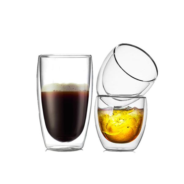Hot sales glass cup heat-insulated double wall glass cup for tea and coffee