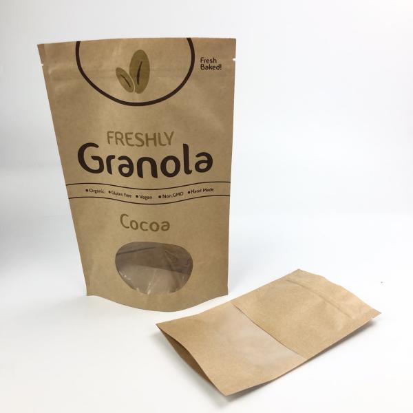 bolso de café de papel de 200g 300g 180mic Kraft con la ventana clara