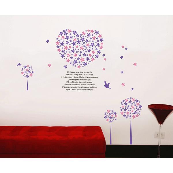 Romantic Removable Heart Shaped Wall Stickers PVC For Room Decor
