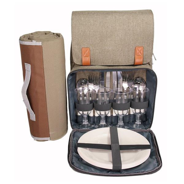 Picnic Equipment Comfort Shoulder Strap Cooler Backpack with Plastic Wine Glasses