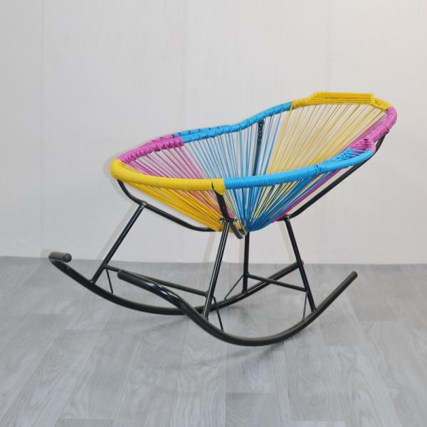 Outdoor Colorful Round Rattan Rocking Egg Shaped Baby Chair for Courtyard Relaxation