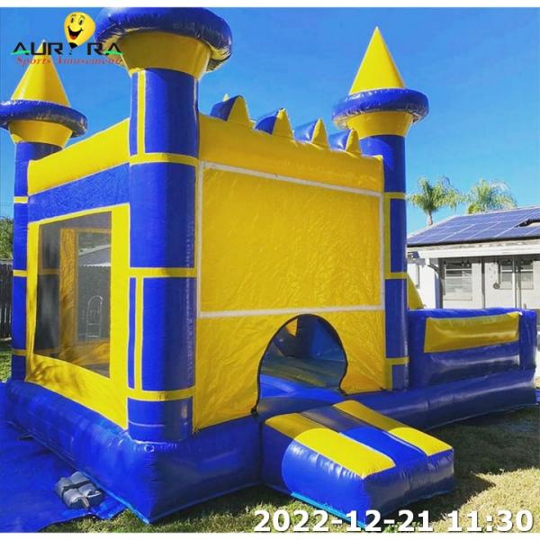 Customized Theme Inflatable Bounce House Jumping Bouncer Blue Color Combo Slide