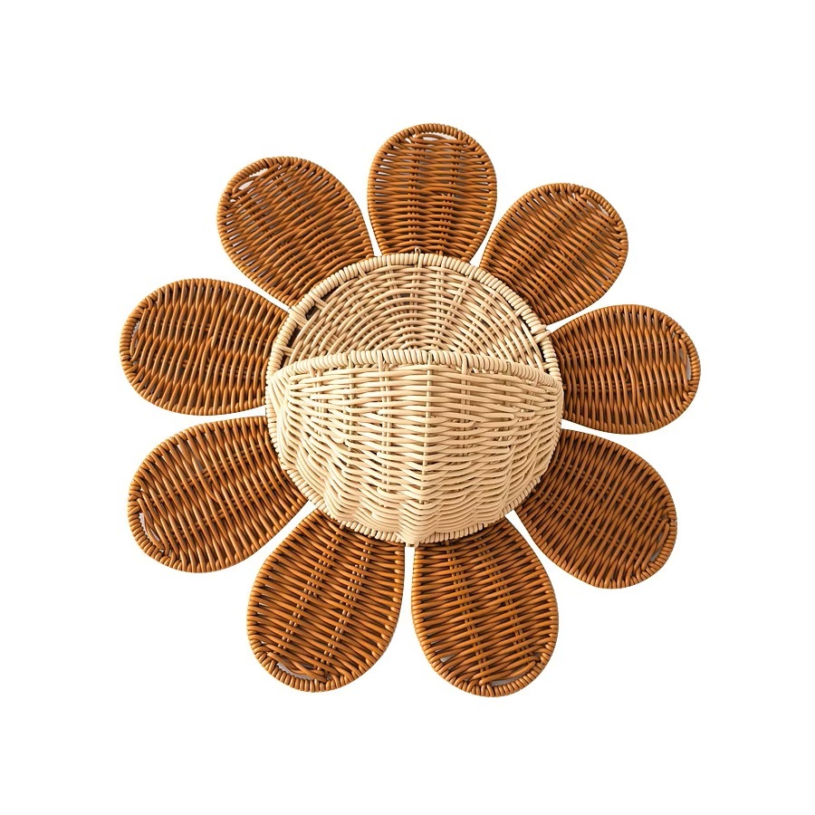Handmade Eco-Friendly Rattan Wall Basket Multipurpose Wicker Hanging Shelf