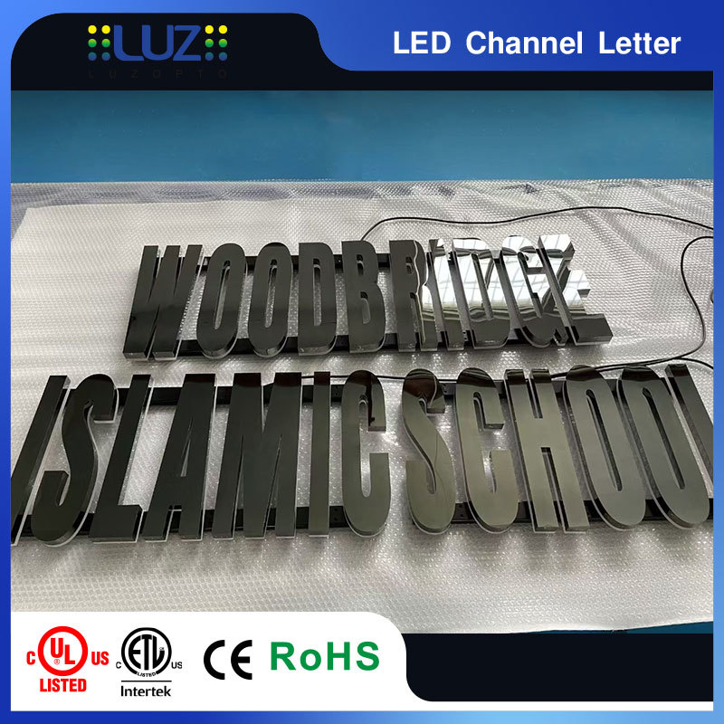 Custom 3D LED Backlit Channel Letters - Mirror Stainless Steel Halo Lit Signs