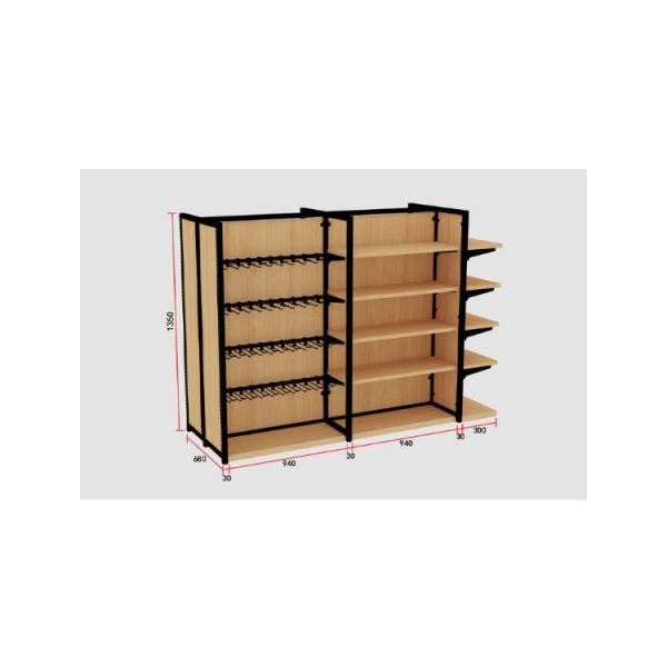Single-Sided Wood Gondola Shelving for Versatile and Customizable Store Displays
