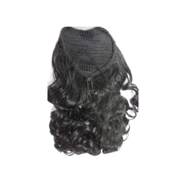 OEM Custom Long Black Body Wave Human Pony Tail Wigs for Female