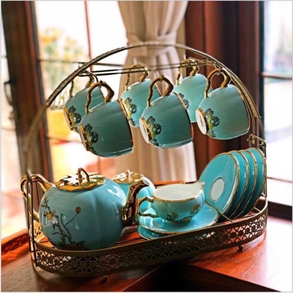 Gold Plated Six Hooks Tea Cup Holder Stand For Decoration