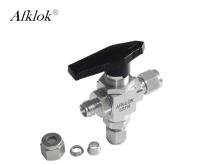 Ferrule OD High Pressure Three Way Ball Valve Stainless Steel 3000 Psi Manual Power