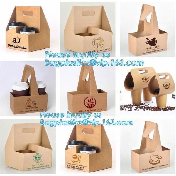 Eco Friendly Disposable Kraft Paper Take Out 2 Pack Coffee Cup Drink Carriers 2 Pack Paper Cup Holders bagease package