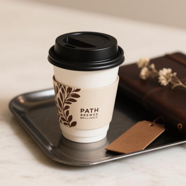 Bebida caliente desechable de doble pared de papel taza de café ecológica sin revestimiento plástico logotipo personalizado