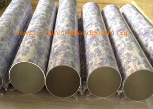Powder Coating Round Aluminum Extrusion Profiles Marble Grain Color 8-15HW Hardness