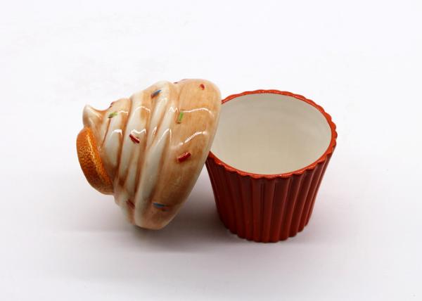 Earthenware Red Ceramic Kitchen Canisters Ice Cream Cone Cookie Jar Chocolate Box