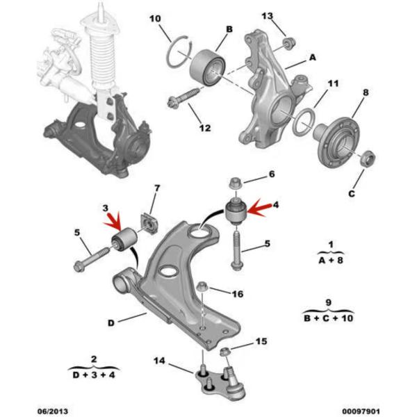 Car Parts Front Triangle Arm Hinged 9676032180 9676035280 for Peugeot 408 Citroen C4 Picasso
