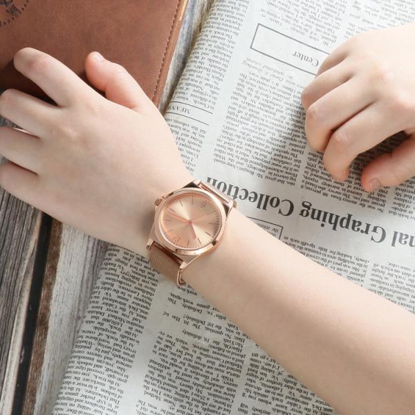 Delicate 30 Meter Alloy Female Wrist Watches , Rose Gold Waterproof Watch