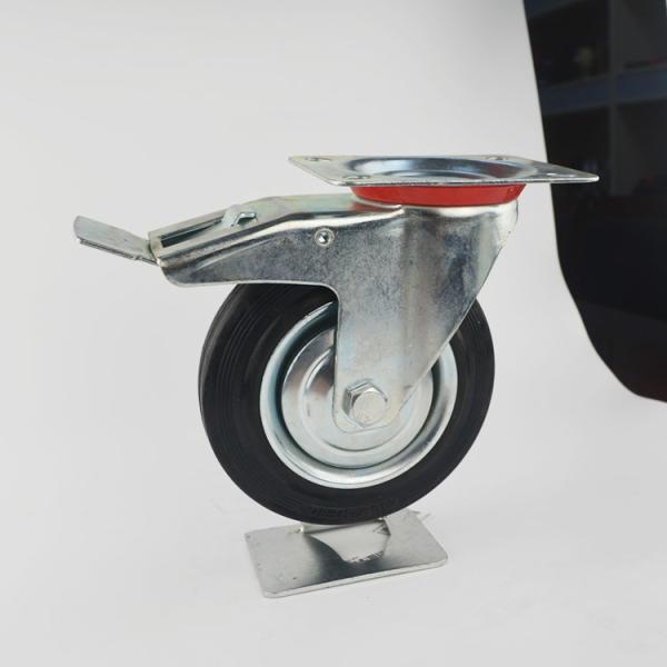 Колеса 8 дюймов стандартные промышленные Lockable черные резиновые поворачивают на шарнирах поставки Китай колес рицинуса плиты