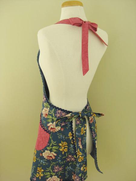 Ladies Apron, Adult Apron, Blue Kitchen Apron, Full Cooking Apron, Kitchen Apron, Floral Apron, Gift For Her, Full Apron