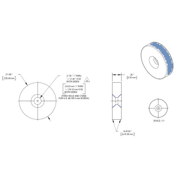 Д25.4 магниты диска × 6.35мм зенкованные Н40 с надежностью максимума отверстия 5мм