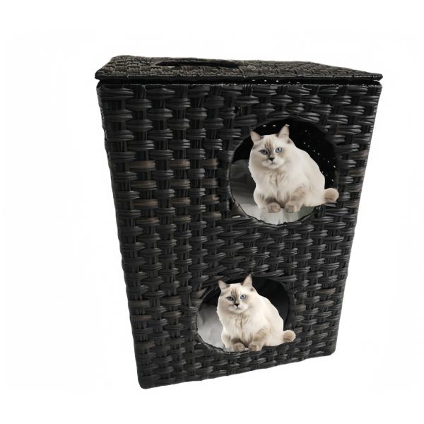 Cute Natural Modern Cat Furniture Pet House Bed Wicker Rattan Pat Cave Bed Condo House