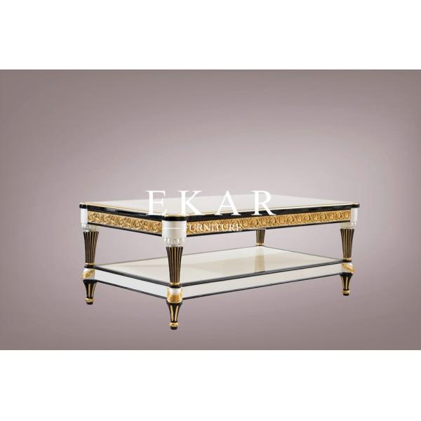 Wooden Luxury Rectangle Royal Spanish White Coffee Table
