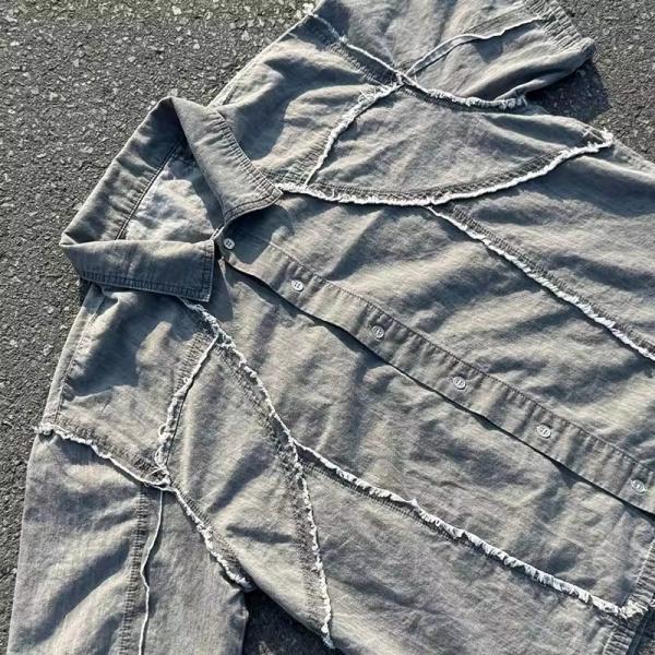 Custom Button up 2 Piece Shirts Denim Shorts Set Knit Sewing Cotton Boxy Fit Polo t Shirt Denim Shorts Tracksuits for Men